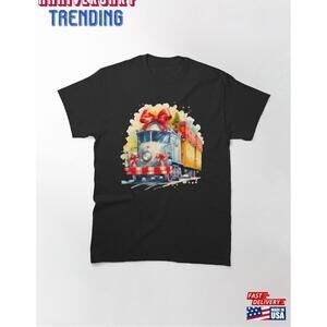 Watercolor Christmas Train With Gifts Classic Tshirt